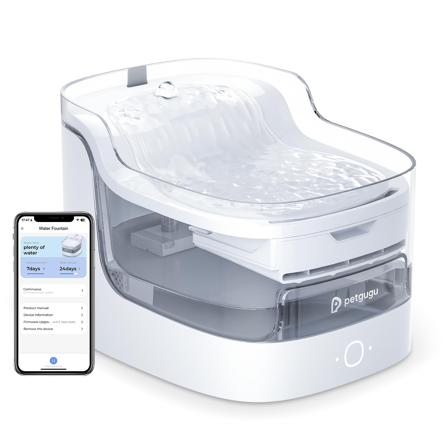 新品・未開封 Petgugu PFL1 WiFiペット用自動給水器/アプリ・2L 61hTQB3ndWL.jpg 食器・餌やり・水やり用品